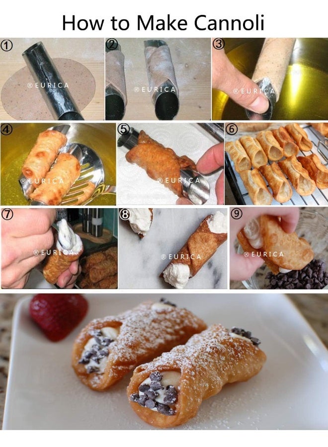 EUICAE Cannoli Tubes, 5 inch Large Stainless Steel Cannoli Forms Non-stick cream horn Danish Pastry Molds for Croissant Shell Cream Roll Pack of 15 - Image 5
